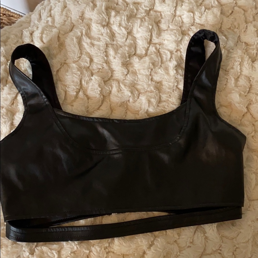 Adika leather crop top